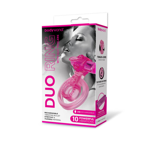 Bodywand Rechargeable Duo Ring with Clit Tickler for Couples Cock Rings Vibrating