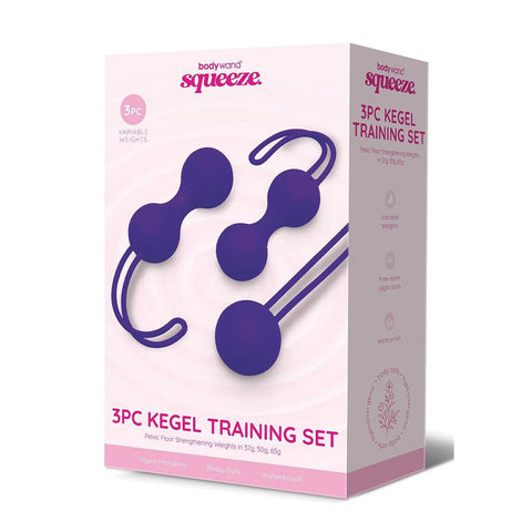 Bodywand Squeeze 3 Piece Weighted Kegel Training Set Purple KEGEL TOYS
