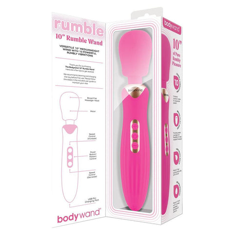 Bodywand Rumble Wand 10 Inch (Black) – USB Rechargeable Massage Wand Pink Electric Massager