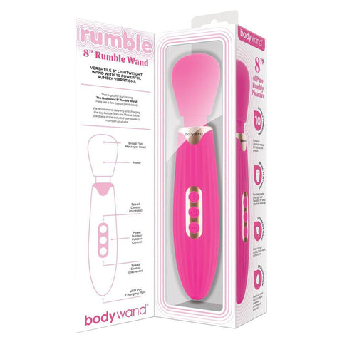 Bodywand Rumble Wand (Black) – USB Rechargeable 8 Inch Powerful Massage Wand Pink Electric Massager