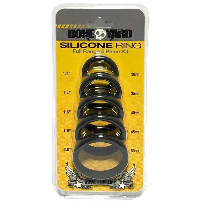 Boneyard Silicone Ring Five Piece Kit Black > Cock Ring > Sets
