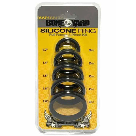 Boneyard Silicone Ring Five Piece Kit Black > Cock Ring > Sets