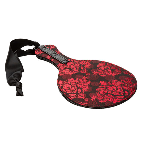 Scandal Round Double Paddle Red and Black Plush Dual Layer Paddle with Leatherette Interior and Brocade Exterior > Bondage Gear > Paddles
