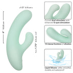 Pacifica Fiji Dual Stimulator in Mint Green with 10 Vibration Functions, Liquid Silicone, Rechargeable, Waterproof IPX7, 7.5 Inches > Vibrators > Ladies > Rabbit