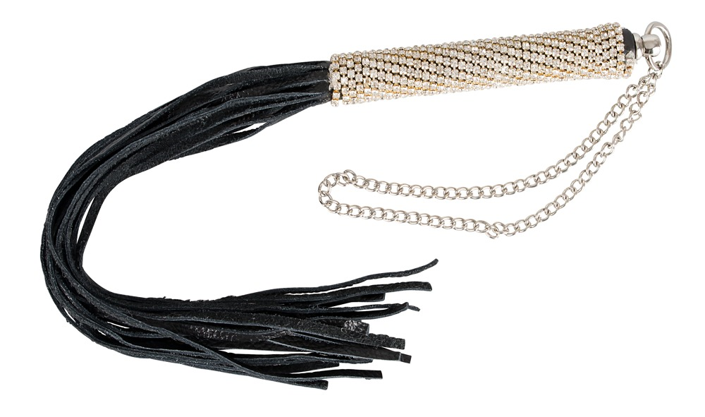 Bad Kitty Mini Whip Rhinestone Black 40 cm with Rhinestone Handle > Bondage Gear > Whips & Floggers Main image