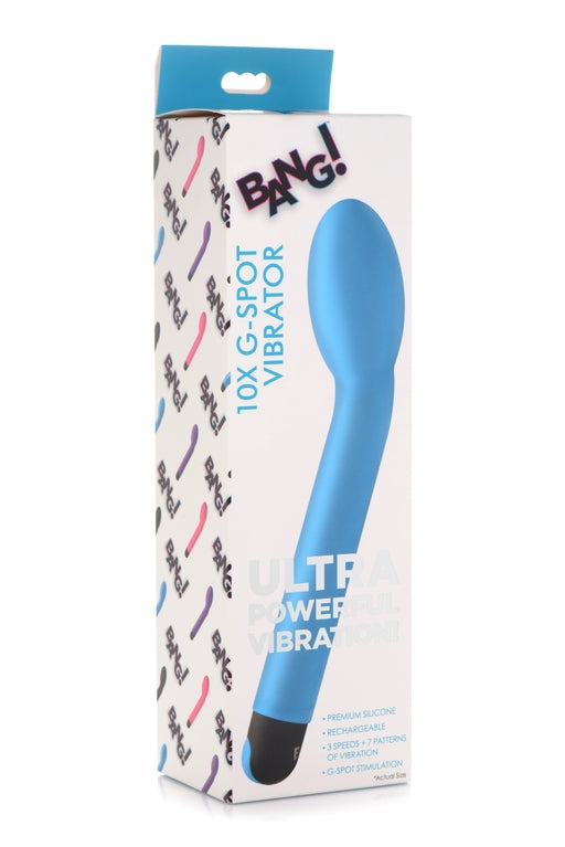 Bang 10X G-Spot Rechargeable Vibrator Blue 8.2 Inch Silicone Powerful Ergonomic Design Default Title Vibrators