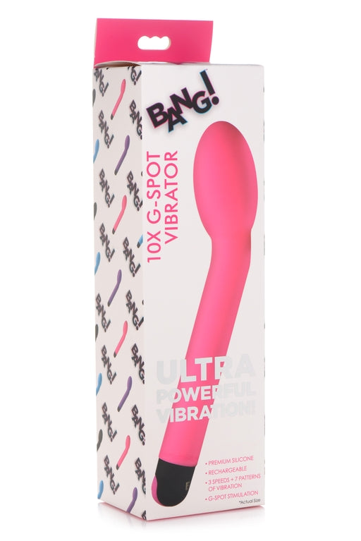 Bang 10X G-Spot Rechargeable Vibrator Pink 8.2 Inch Silicone with 3 Speeds and 7 Vibration Patterns Default Title Vibrators
