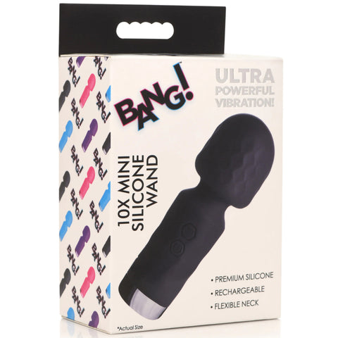 Bang 10X Mini Silicone Wand Black - Compact and Powerful Vibrator > Sex Toys For Ladies > Wand Massagers and Attachments
