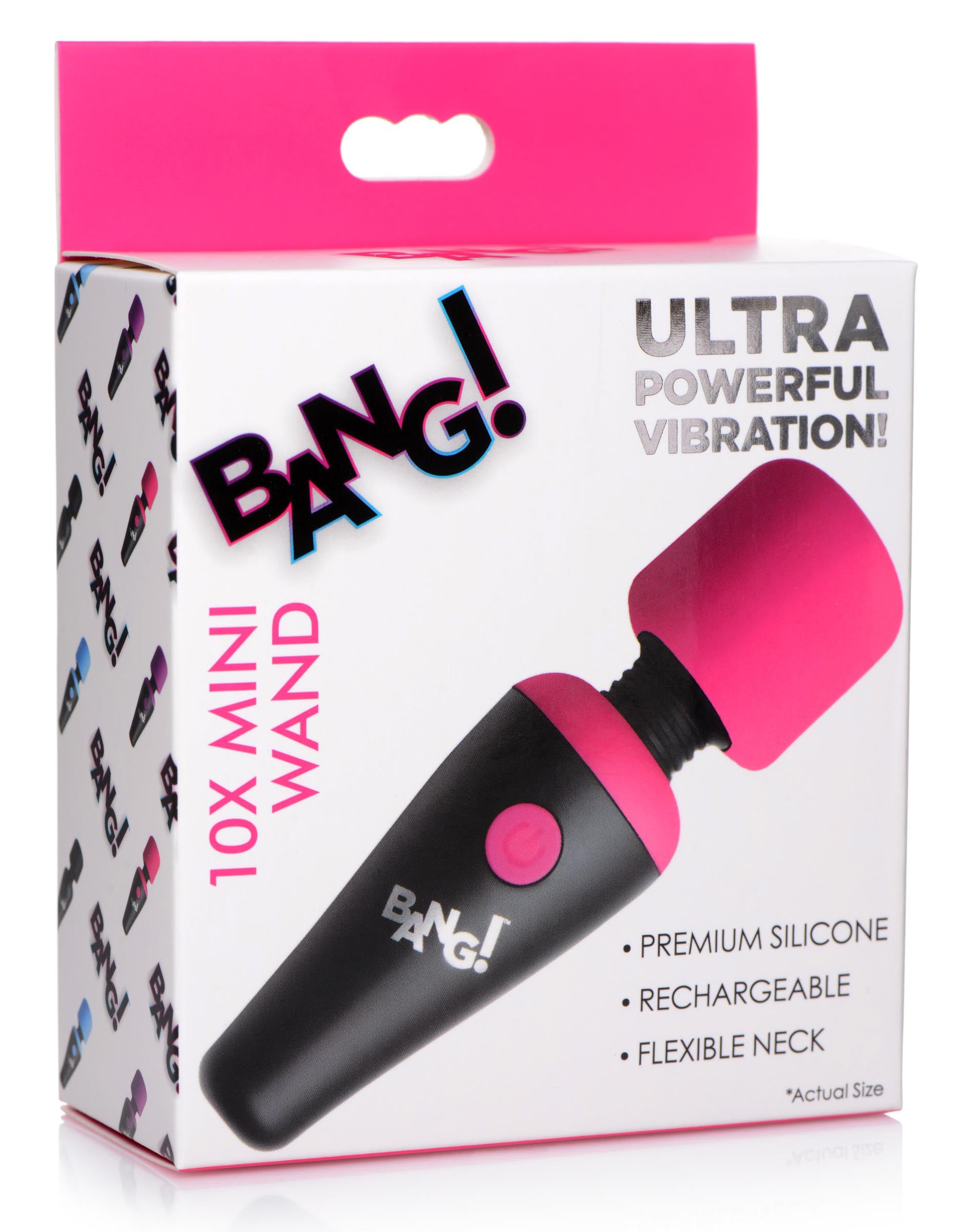 Bang 10X Vibrating Mini Silicone Wand Pink with Flexible Neck and Rechargeable USB > Sex Toys For Ladies > Wand Massagers and Attachments