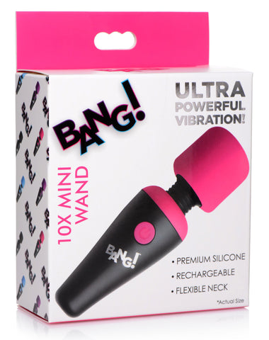 Bang 10X Vibrating Mini Silicone Wand Pink with Flexible Neck and Rechargeable USB > Sex Toys For Ladies > Wand Massagers and Attachments