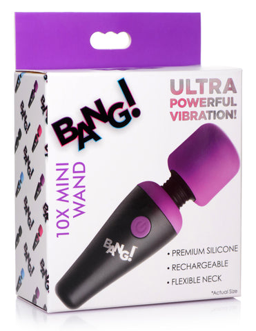 Bang! 10x Vibrating Mini Silicone Wand Purple – Travel Size with Flexible Neck and Powerful Vibration > Sex Toys For Ladies > Wand Massagers and Attachments