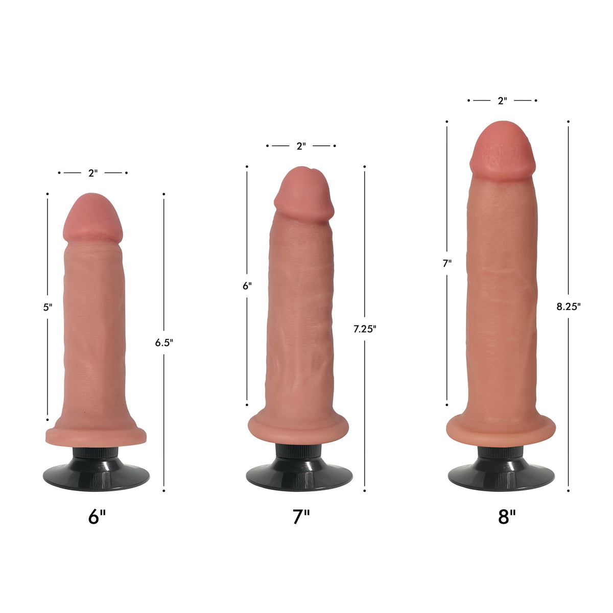 JOCK Bareskin Vibrating Dong No Balls with Suction Cup - 6, 7 or 8 Inch in Vanilla or Latte > Vibrators > Realistic Vibrators