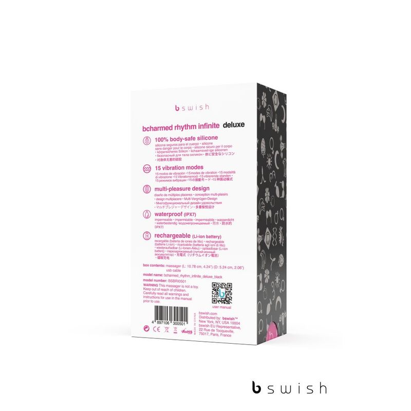 Bcharmed Rhythm Infinite Deluxe Black 15 Vibration Modes Default Title Cock Rings Vibrating
