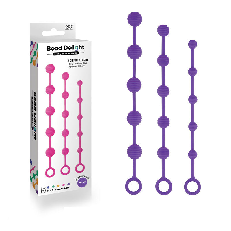 Bead Delight Silicone Anal Beads - Purple Set of 3 Sizes > Anal Range > Anal Beads