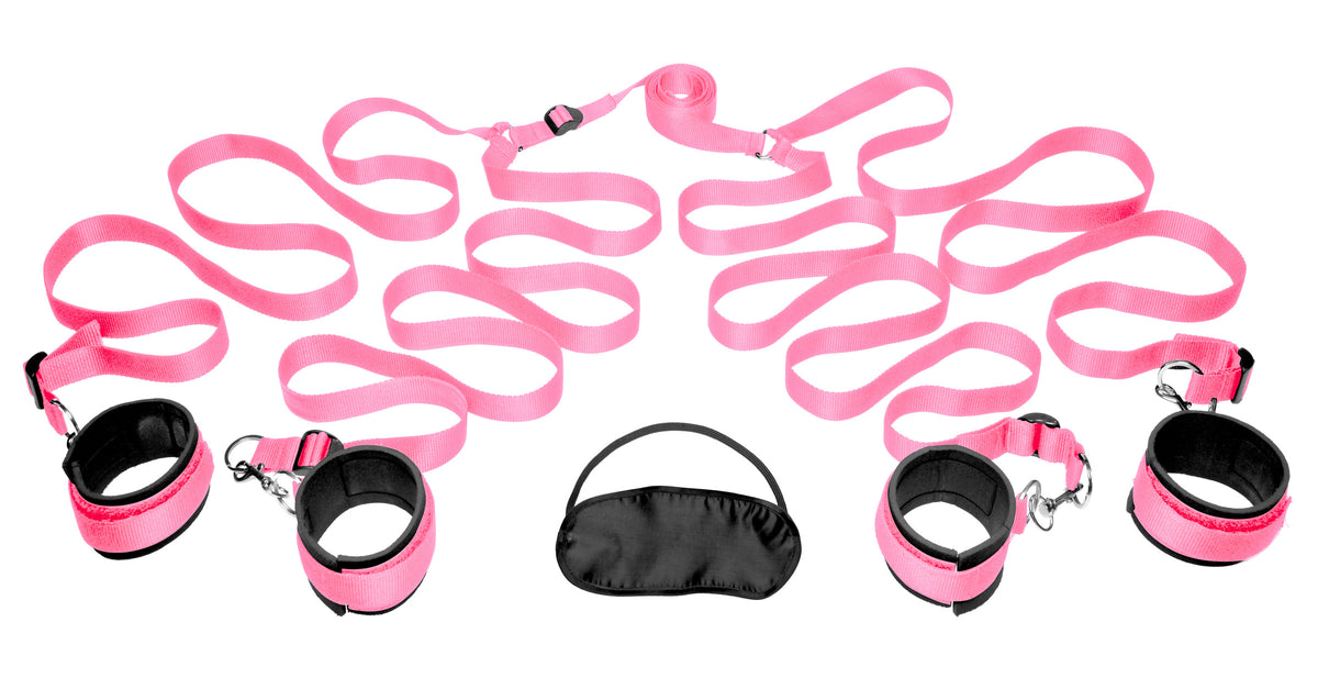 Bedroom Restraint Kit Pink – Adjustable Soft Fabric Restraints Bondage Set > Bondage Gear > Bed Restraints