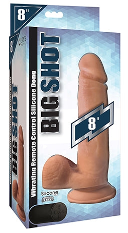 Big Shot 8 Inch Vibrating Wireless Silicone Dildo with Balls and Suction Cup Base DONGS Vibrating