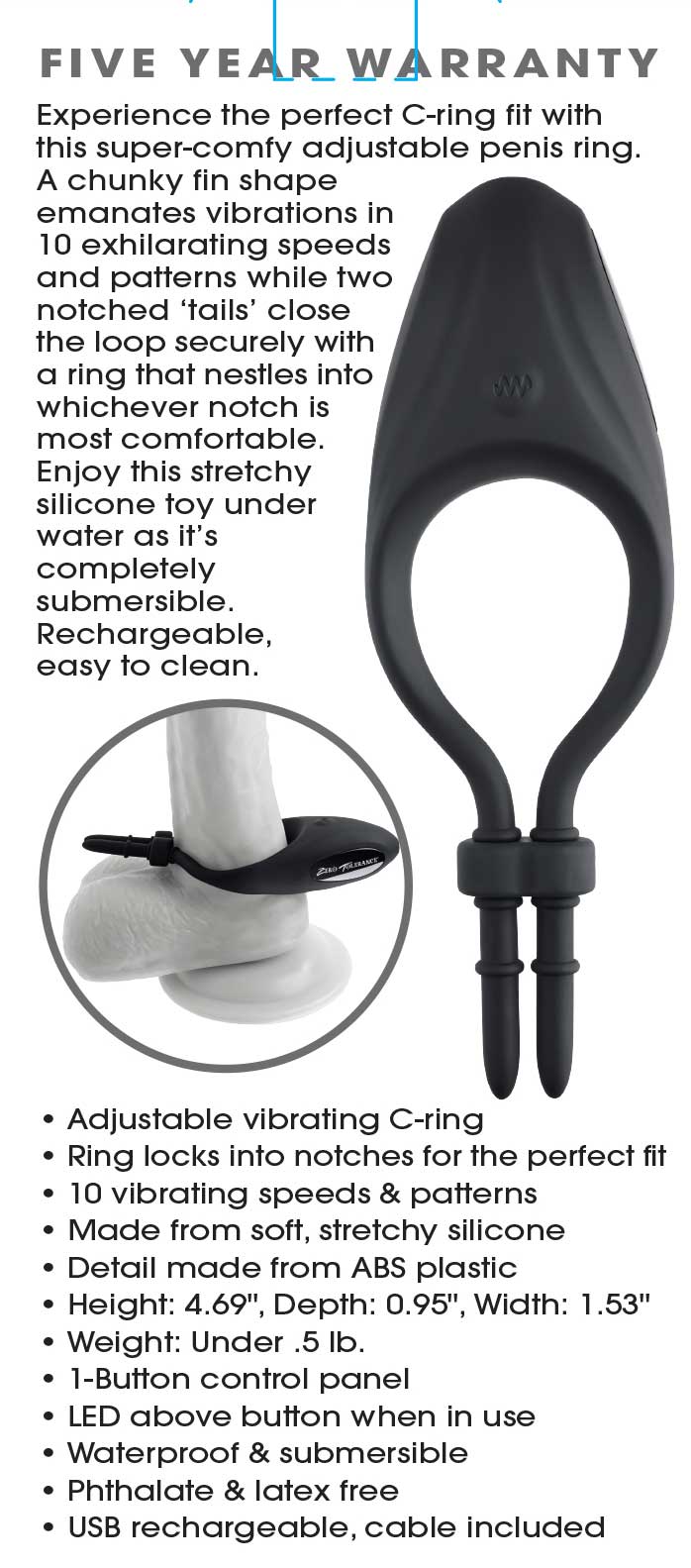 Zero Tolerance Perfect Fit USB Rechargeable Vibrating Penis Ring > Cock Ring > Vibrating
