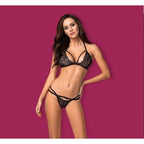 Sophisticated Floral Lace Two-Piece Lingerie Set with Strappy Detailing – Black Lingerie Set > Clothes > Bra Sets