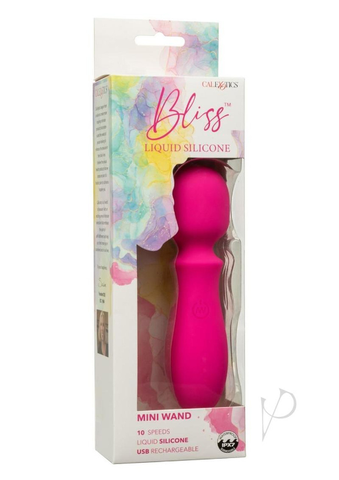 Bliss Liquid Silicone Mini Wand Pink USB Rechargeable Waterproof 10 Speeds Compact Size BULLETS