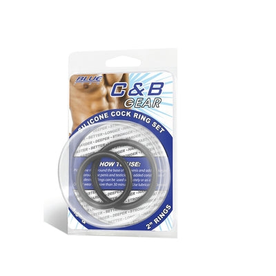 Blue Line 2 Inch Silicone Cock Ring Set in Black COCK RINGS