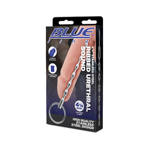Blue Line 4.25 Inch Stainless Steel Ribbed Urethral Sound Sounding Rods