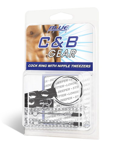 Blue Line Cock Ring With Nipple Tweezers – Adjustable Sensation Enhancer COCK RINGS