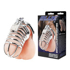 Blue Line Deluxe Metal Chastity Cage with Secure Lock Rings > Bondage Gear > Male Chastity