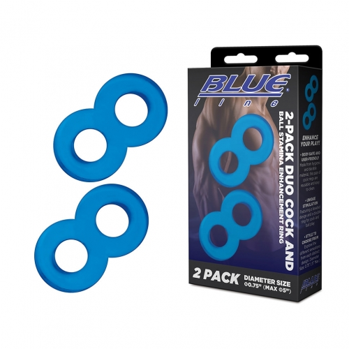 Electric EEL Blue Line Duo Cock and Ball Rings 2-Pack Stamina Enhancement Rings > Cock Ring > Sets Main image