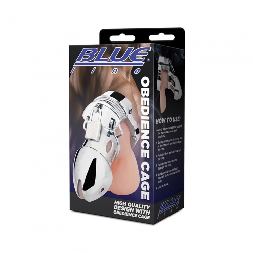 Blue Line Obedience Adjustable Male Cock Cage And Testicle Ring > Bondage Gear > Male Chastity