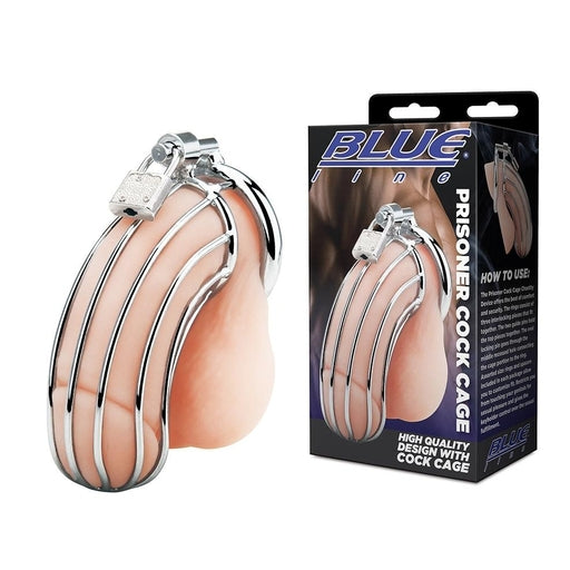 Blue Line Stainless Steel Cock Cage with Testicle Ring Lock > Bondage Gear > Male Chastity Main image