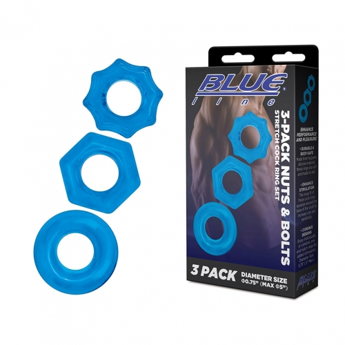 Electric EEL Blue Line Stretchable Cock Ring Set Three-Pack Rubber Rings > Cock Ring > Sets Main image