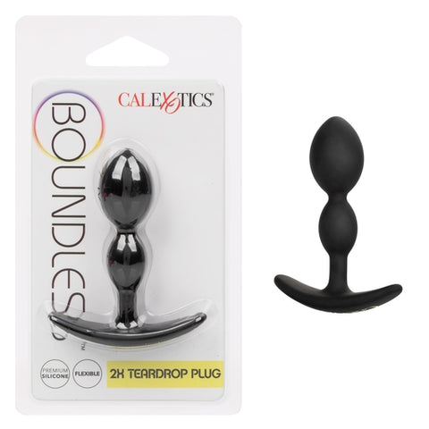Boundless 2X Teardrop Plug Black Flexible Silicone 2 Bulb Size Butt Plugs