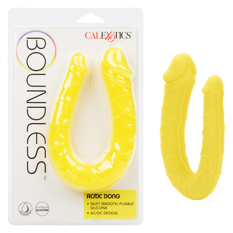 Boundless AC/DC Dong Yellow Silicone Double Dong with Satin Finish Flexible Size Double Dongs