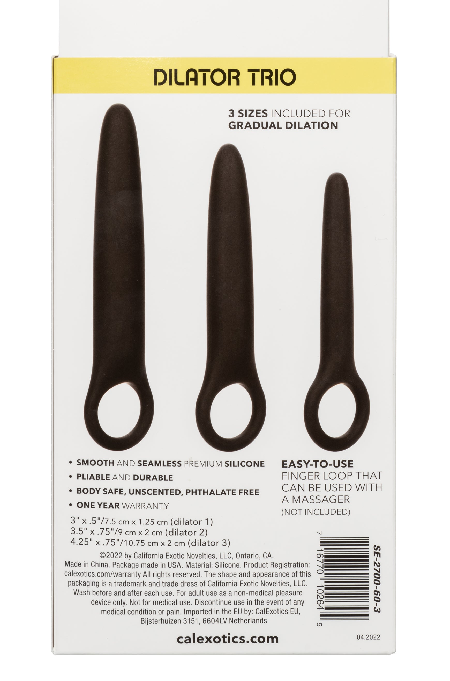 Boundless Dilator Trio Black Silicone Set with Three Graduated Sizes and Easy Finger Loop > Sex Toys > Dilators
