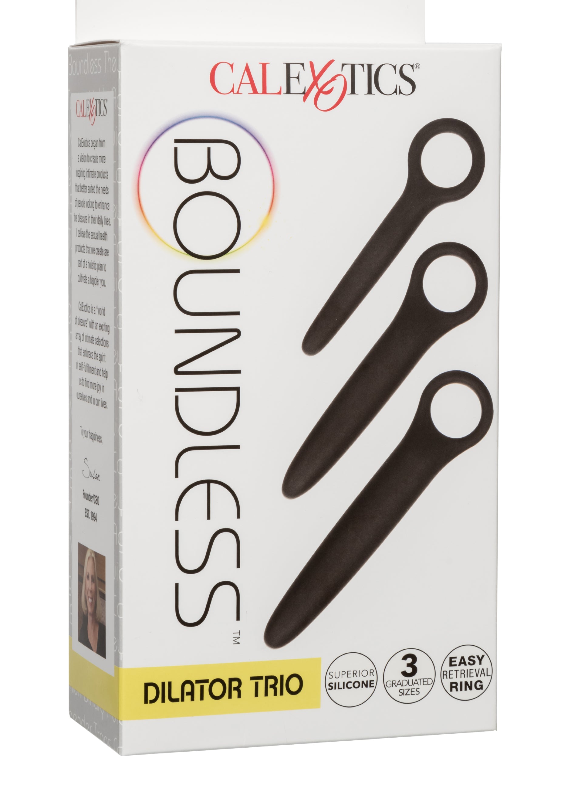 Boundless Dilator Trio Black Silicone Set with Three Graduated Sizes and Easy Finger Loop > Sex Toys > Dilators