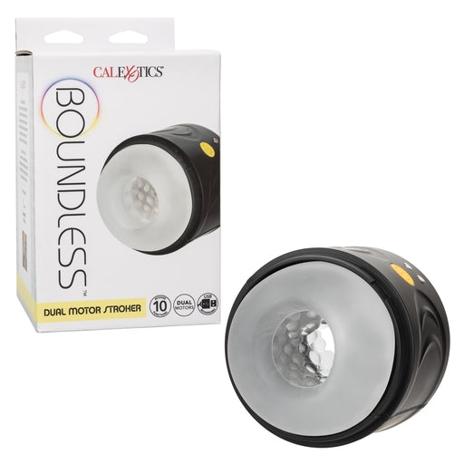 Boundless Dual Motor Stroker Black with Textured Chamber and 10 Function Settings > Sex Toys For Men > Masturbators > Vibrating Main image