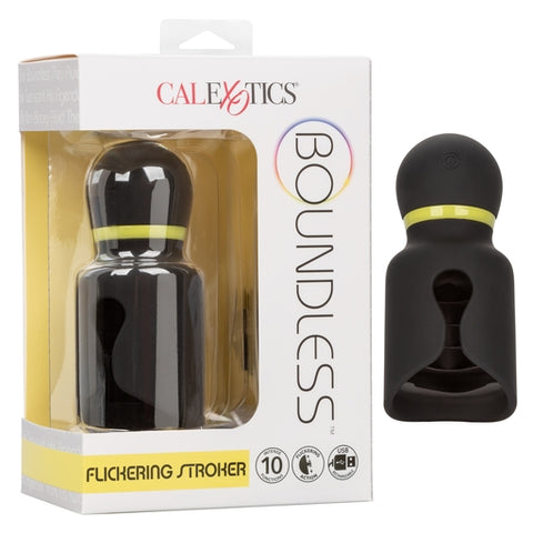Boundless Flickering Stroker Black Handheld Vibrating Male Masturbator with Textured Silicone Interior and 10 Vibration Modes Strokers - Auto