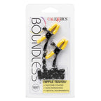 Boundless Nipple Teasers Adjustable Black Chain with Yellow Silicone Coated Clamps and Crystal Adornments > Sex Toys > Nipple Clamps