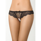 Brazilian Open Crotch Panty in Black with Lace Detailing Large > Clothes > Panties
