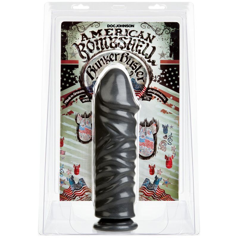 Bunker Buster 10.7 Inch Anal Dildo in Gun Metal Finish > Anal Range > Vibrating Butt Plugs