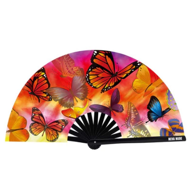 Butterfly Garden Blacklight Folding Fan Adult Accessory > Clothes > Accessories Main image