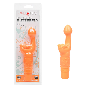 Butterfly Kiss Rechargeable Vibrator Orange with Dual Stimulation and 10 Speeds Default Title VIBRATORS-RABBIT