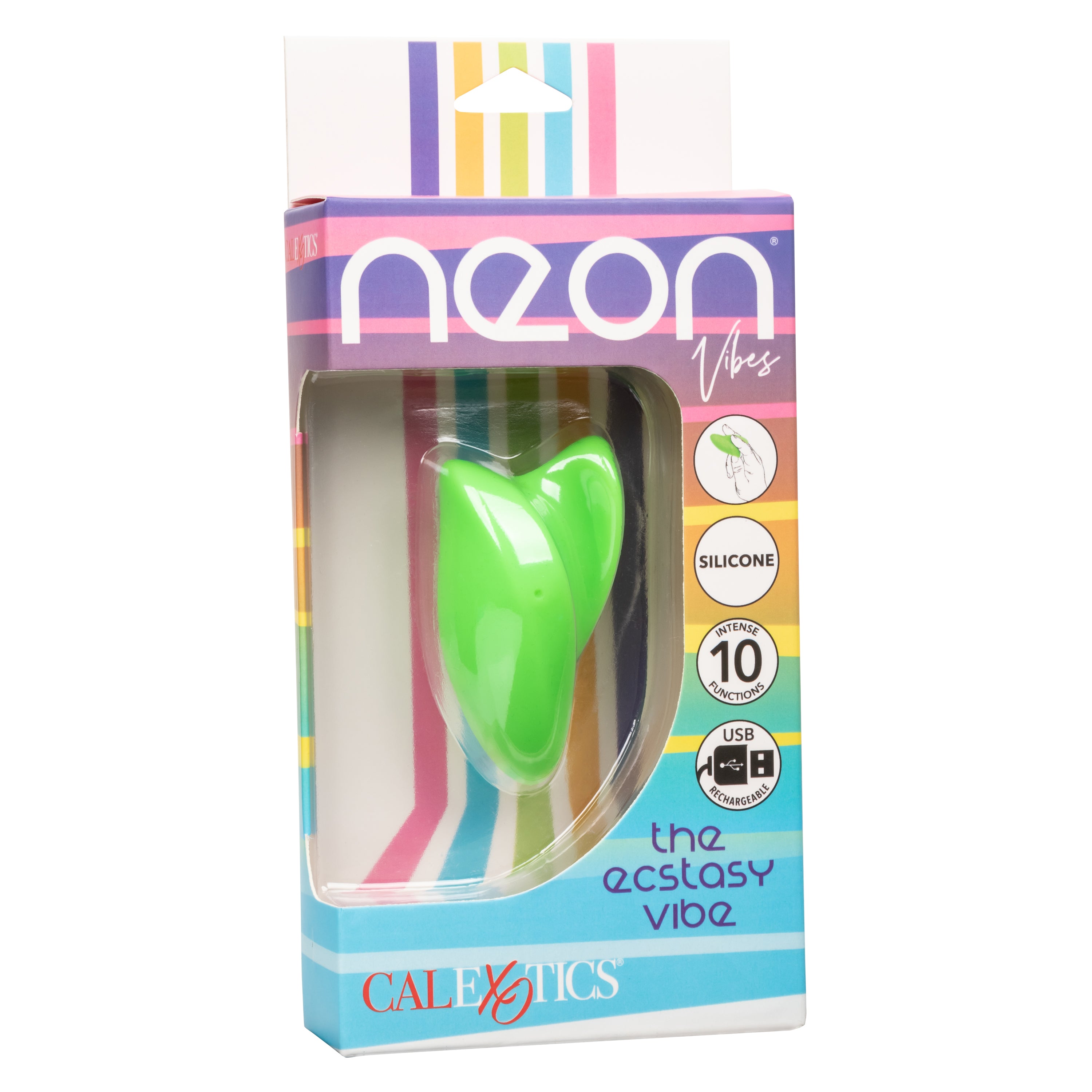 Neon Vibes The Ecstasy Vibe Green Silicone Handheld Massager with 10 Functions and Rechargeable Green > Vibrators > Finger Vibrators