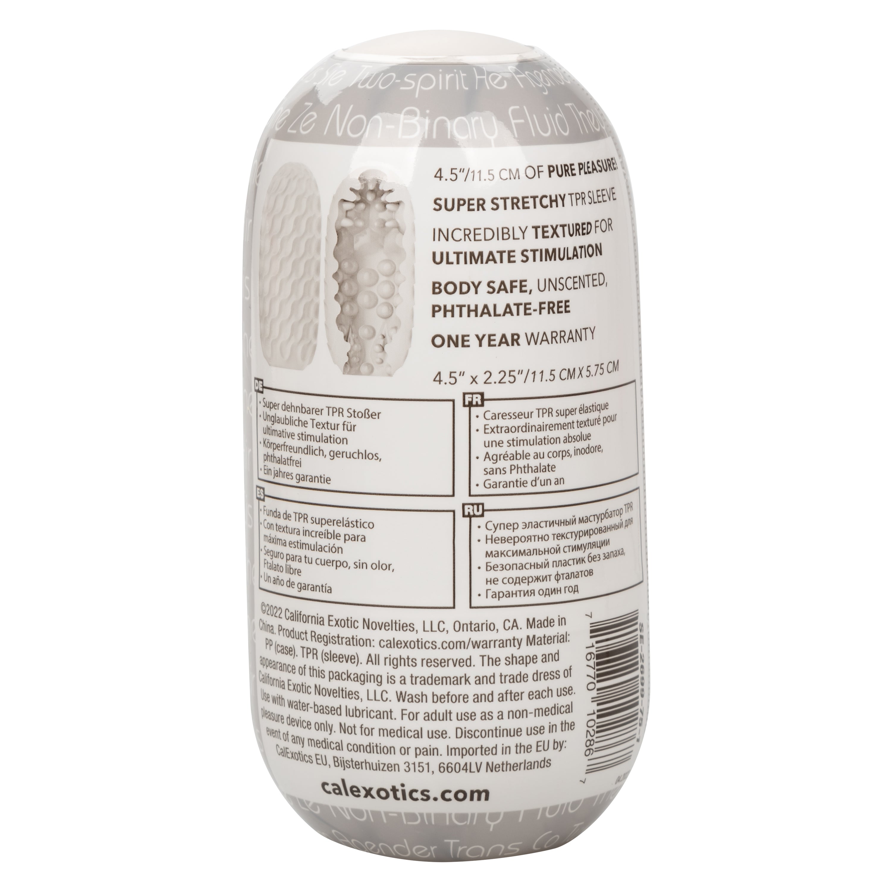 Boundless Reversible Nubby Stroker 4.5 Inch Dual-Texture Clear Compact Male Masturbator Strokers - Manual