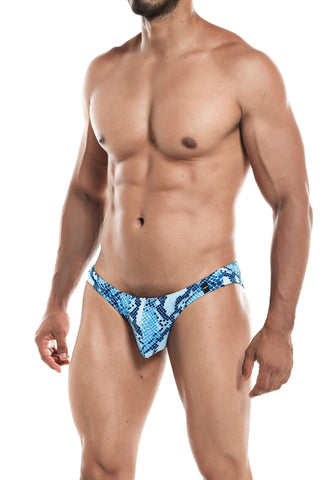 Cut for Men Low Rise Bikini Snake Print Small Blue Default Title Mens Briefs