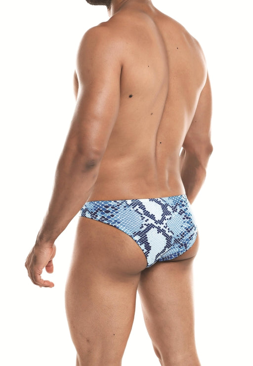 Cut For Men Low Rise Bikini Snake Print Blue X Large