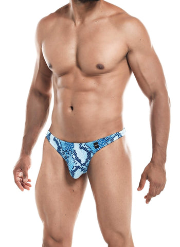 Cut For Men Thong Snake Print Small Blue Default Title Mens G-Strings