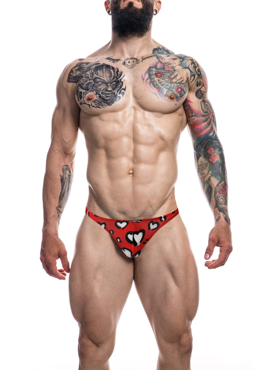 Cut For Men Brazilian Brief Hearts Red Size Small