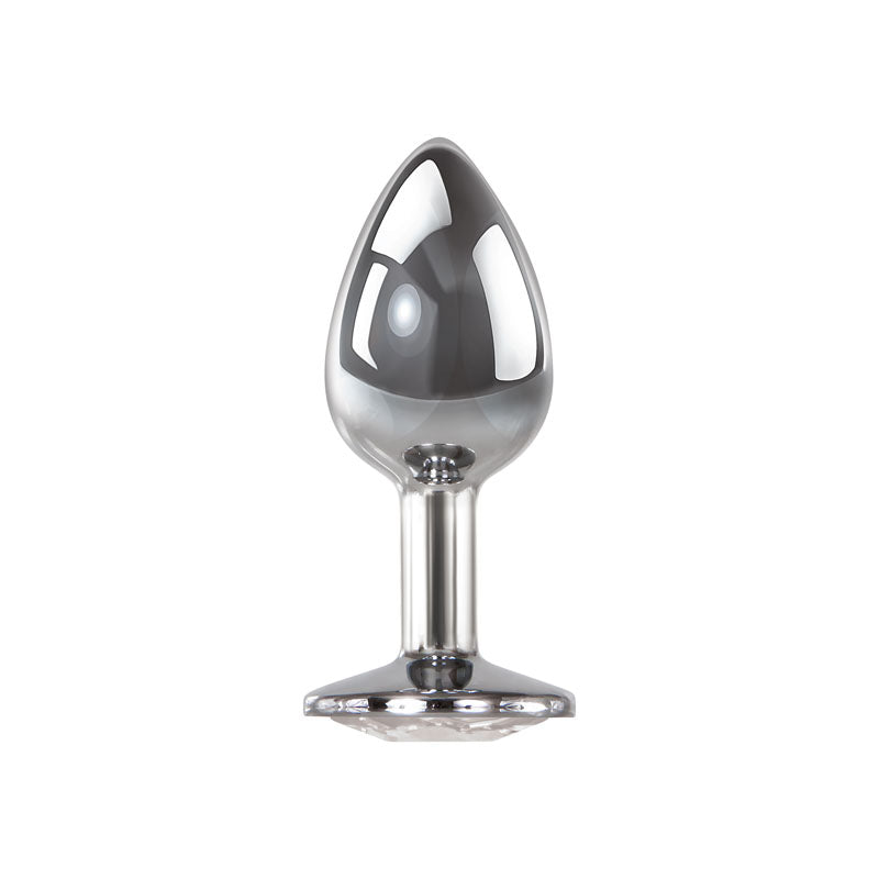 Adam & Eve Clear Gem Small Metal Anal Plug – 7.1 cm Small Butt Plug > Anal Range > Jewel Butt Plugs