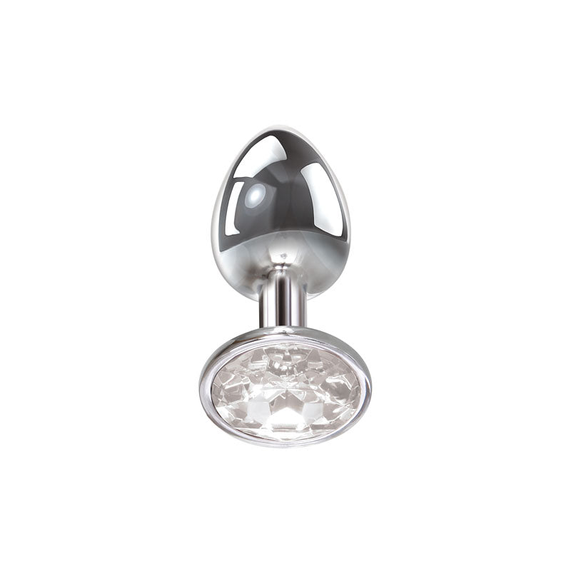 Adam & Eve Clear Gem Small Metal Anal Plug – 7.1 cm Small Butt Plug > Anal Range > Jewel Butt Plugs